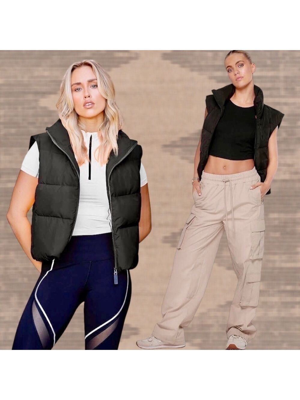 Lightweight Cropped Sleeveless Puffer Vest in Black/Md-NWT - Picture 4 of 15